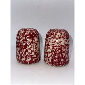 Roseville Gerald Henn Pottery Rose Pink Spongeware Salt And Pepper Shakers